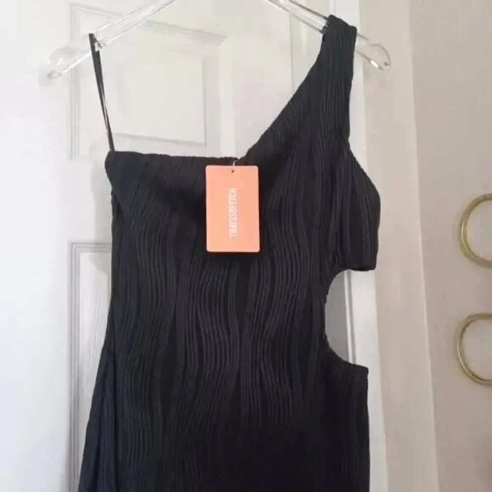 That's So Fetch Trami One Shoulder Cut Out Bodycon Midi Dress Black 8 NWT - Picture 8 of 13